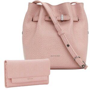 Matt & Nat Vegan Pink Leather Mini Bucket Bag Lexmini Ilda Wallet Matching Set